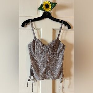 Blush Floral Camisole Top - Brown and White